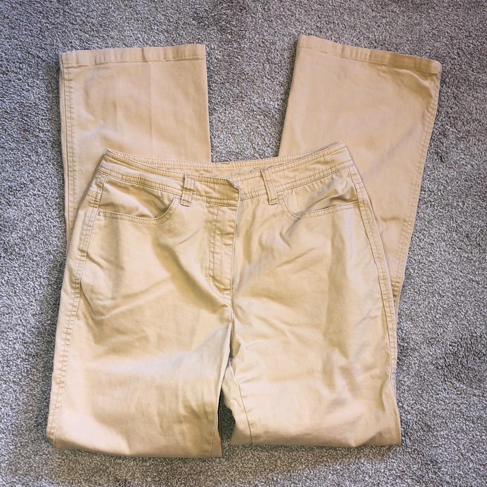 Chicos cotton stretch twill straight leg pant w pockets maize wheat color 0/4